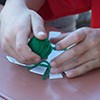 Yarn Baskets with a soft foam core woven by children during youth events