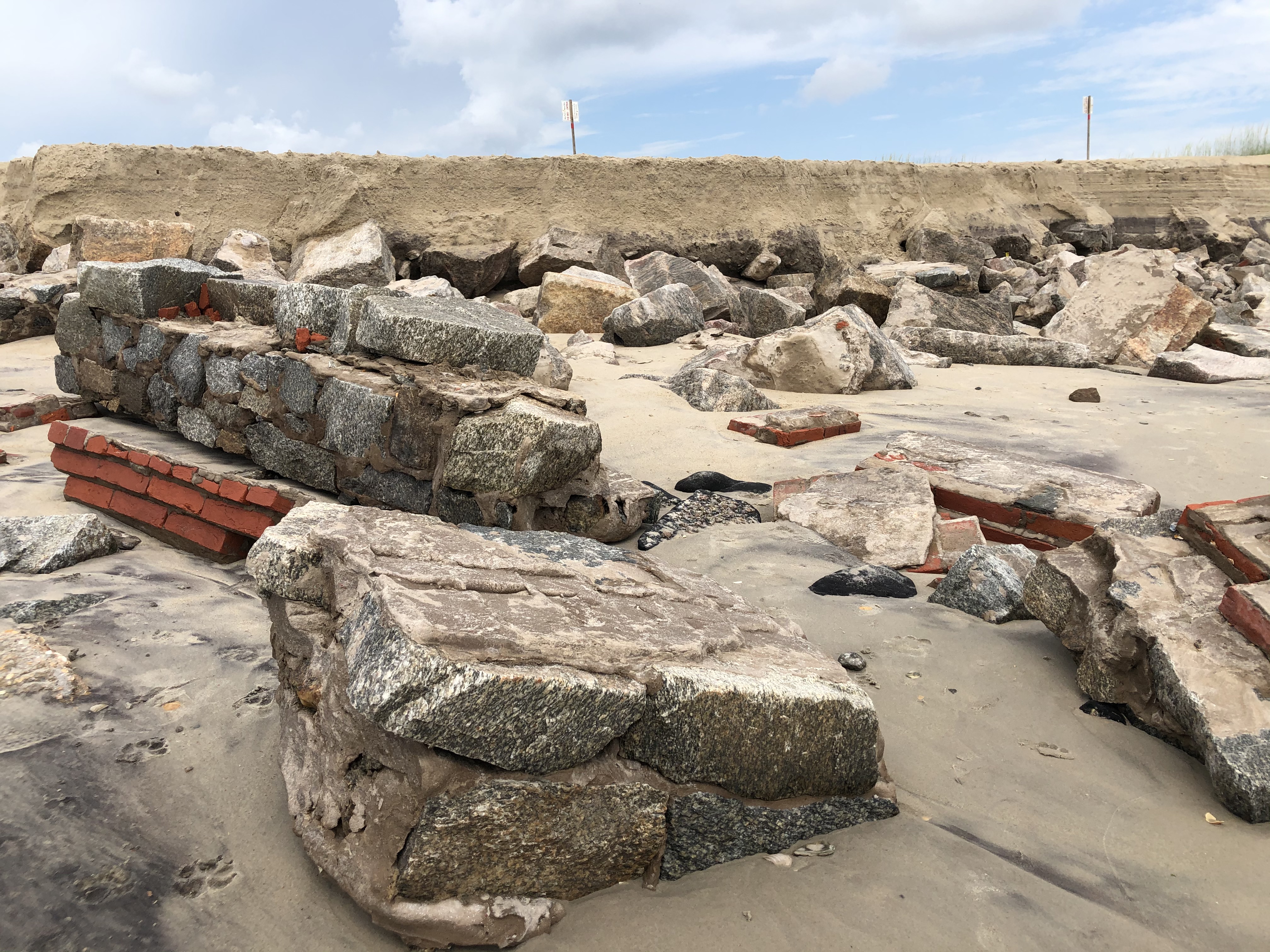 Exposed Lighthouse Fence Foundation 07-01-2020 Photo of an old exposed lighthouse fence on July 1, 2020.