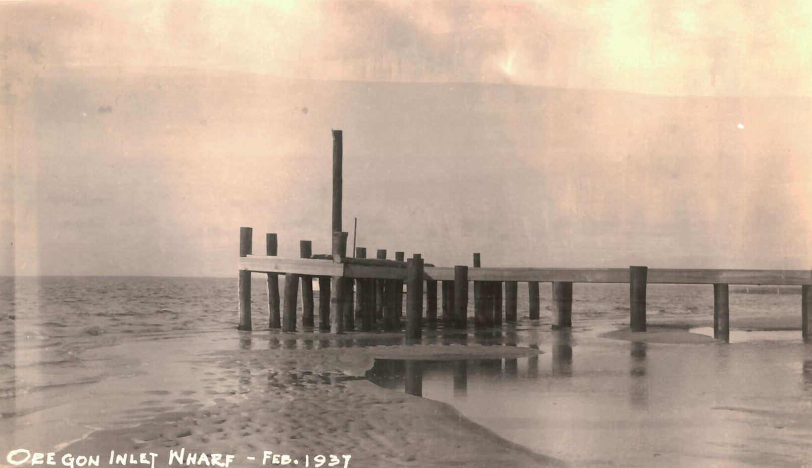 Oregon Inlet wharf, photo taken in February 1937.
