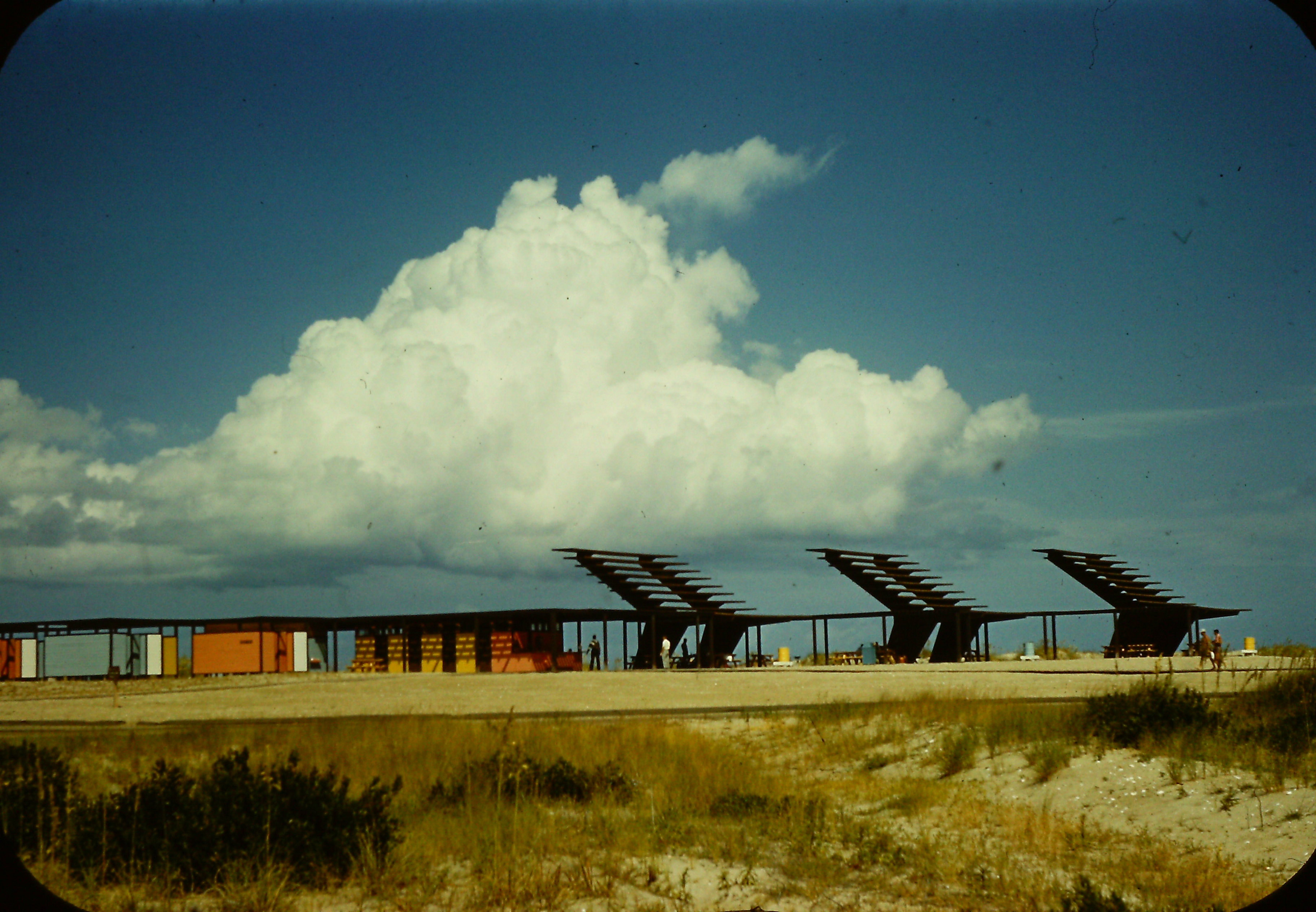 The colorful bathhouse at the Coquina Beach Day Use Area.