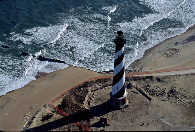 Ocean encroaching on Hatteras Lighthouse