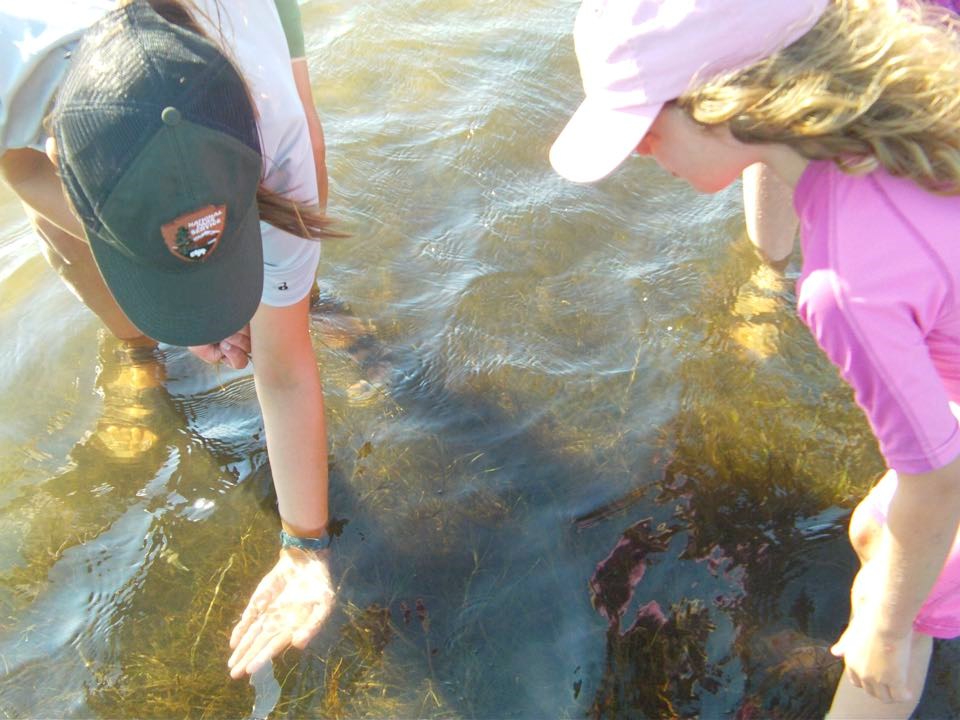 Kid and ranger exploring the biota of Pamlico Sound Kid and ranger exploring the biota of Pamlico Sound