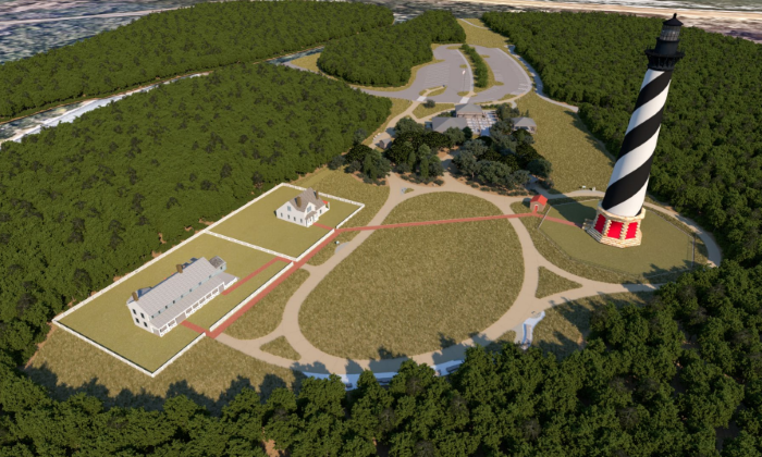 CAHA Lighthouse Landscape Rendering of improved landscape at Cape Hatteras Light Station.