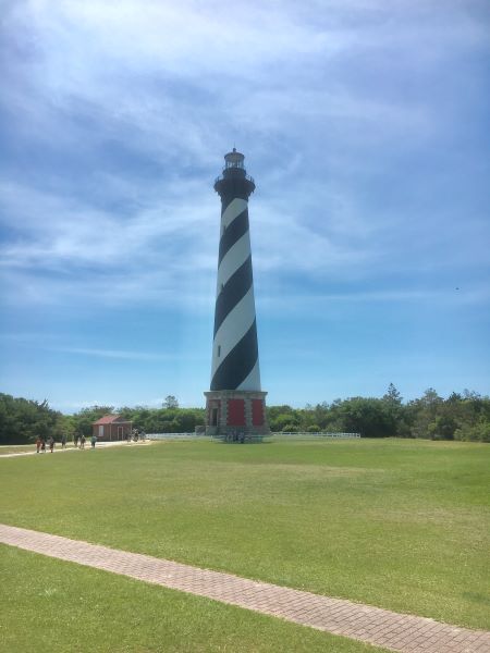 Cape Hatteras Lighthouse on a sunny day.