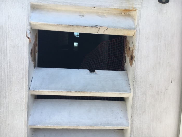 Damage to Ocracoke Lighthouse door.