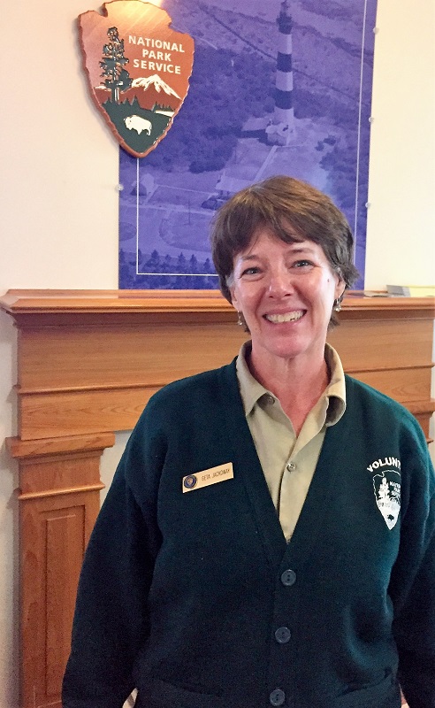 Volunteer Geta Jackoway at Bodie Island Visitor Center