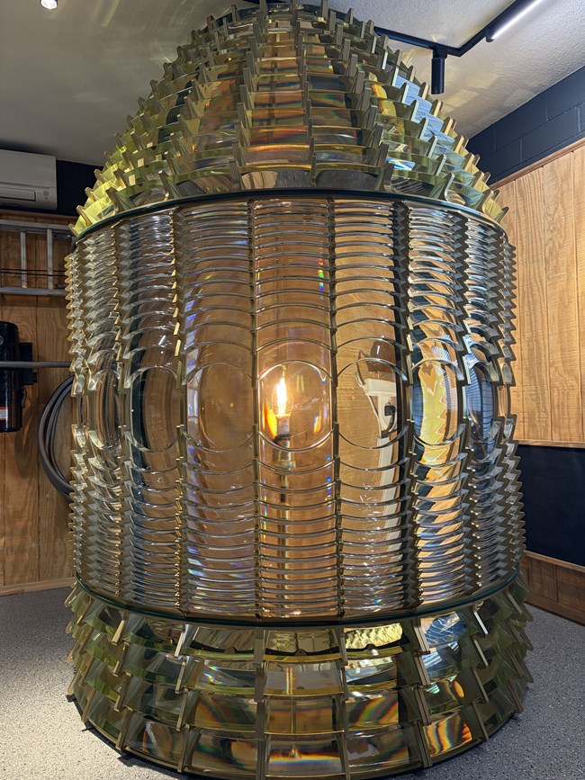 View of the completed first-order Fresnel lens, December 2025.
