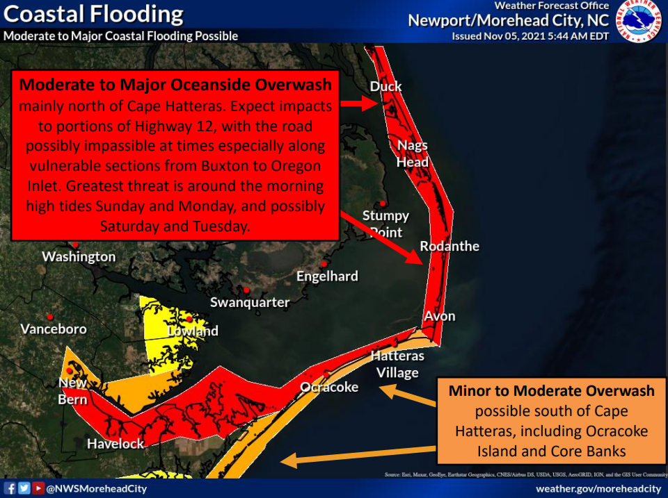 Map showing potential coastal flooding.