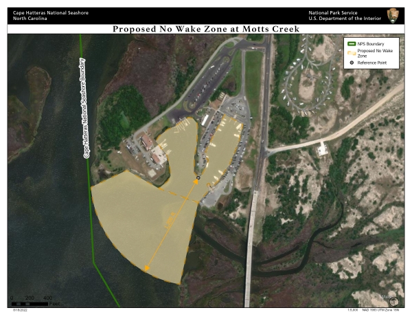 Satellite view of Oregon Inlet Marina showing propose No Wake Zone.