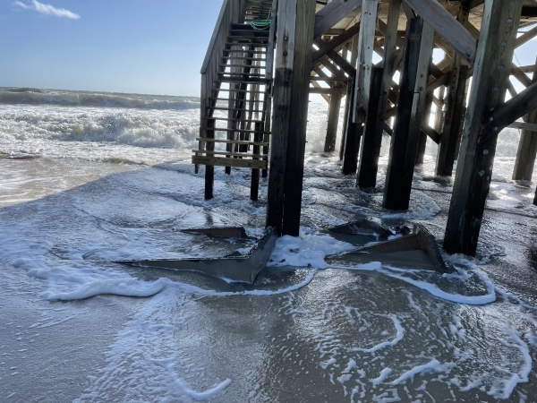 Ocean water washes underneath house. Ocean water washes underneath a house in Rodanthe, N.C.