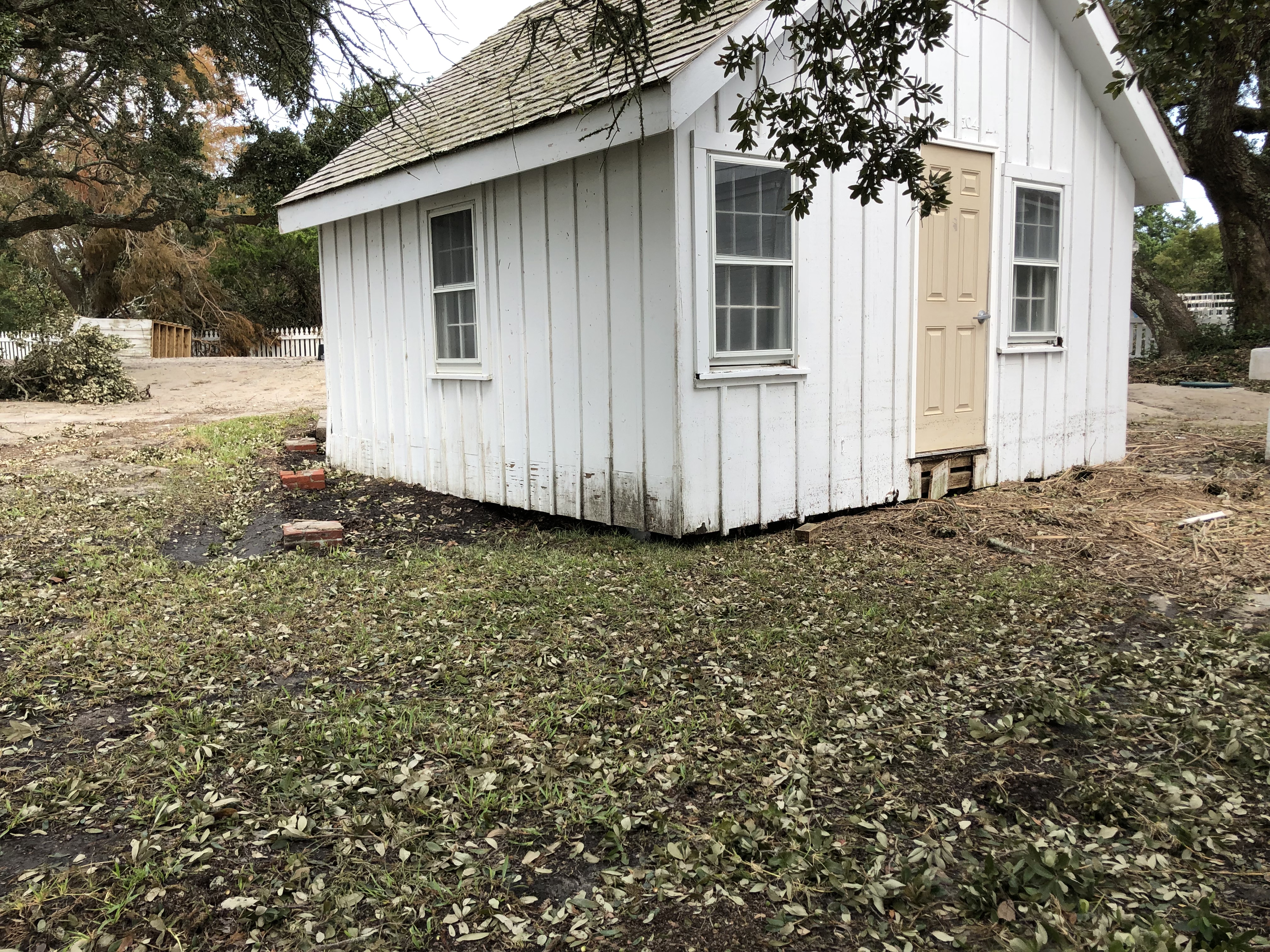 The old store house at the Ocracoke Light Station was lifted off its foundation and moved during Hurricane Dorian. The inside of the building was flooded by several feet of water.