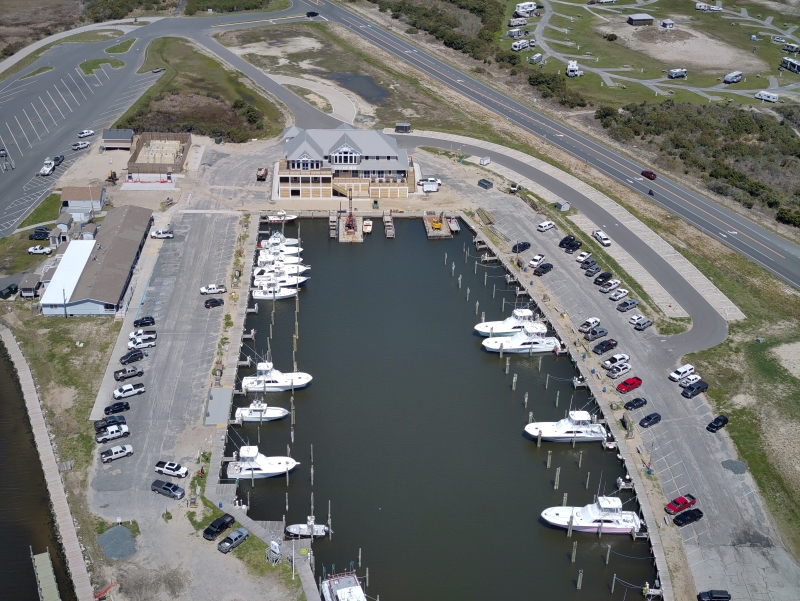 Oregon Inlet Marina aerial view. Aerial view of the Oregon Inlet Marina.