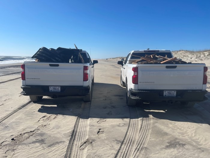 Truckloads of debris collected on March 14.