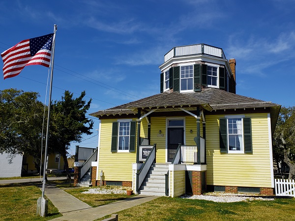 U.S. Weather Bureau Station and U.S. Flag on Hatteras Island.