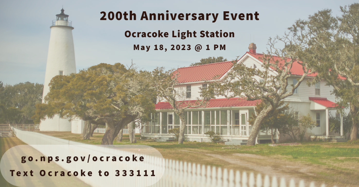 ocracoke light station with text information