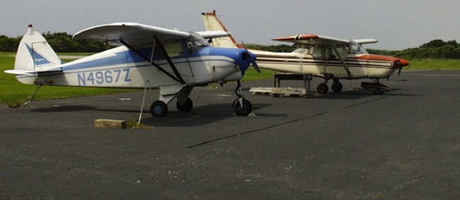 Airplanes on the tarmac of one of the park's airstrips