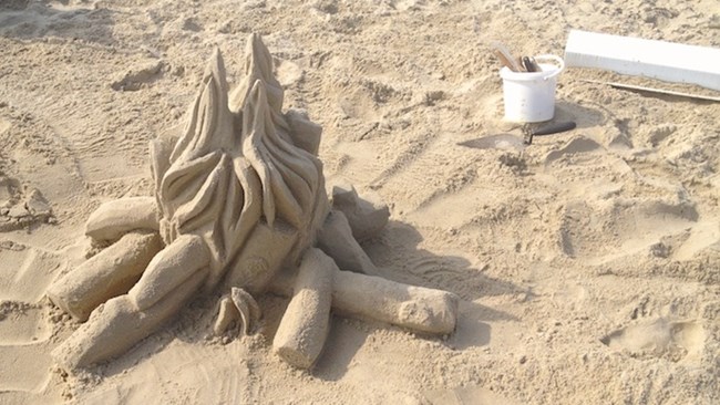 Sand art version of a beach fire