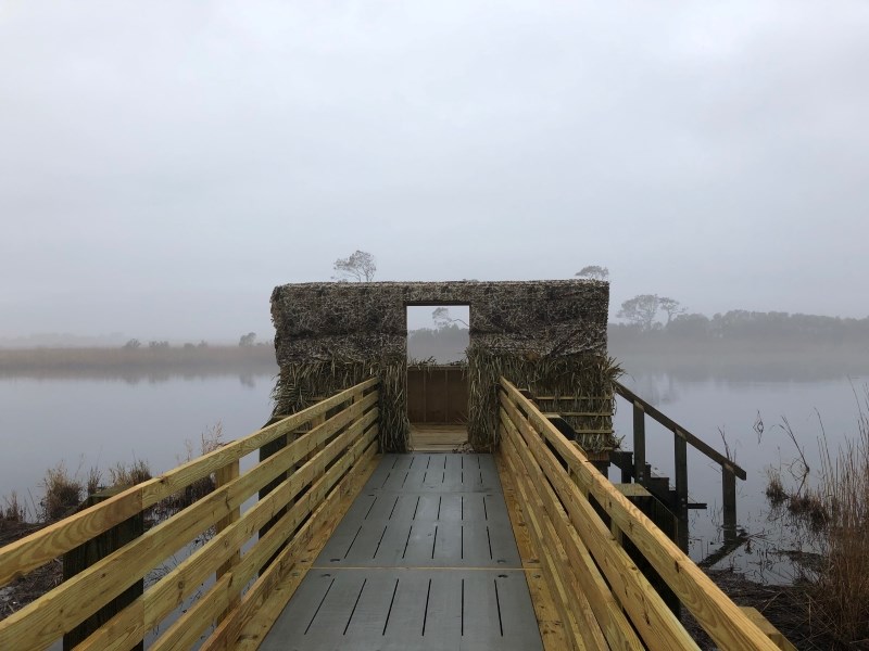 Bodie Island Marsh Blind dressed up for waterfowl hunting.