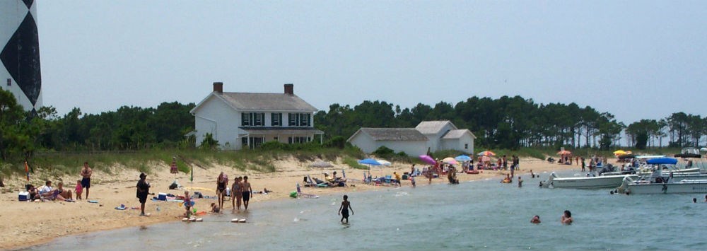 Visitors seen enjoying the beach at Cape Lookout Light Station