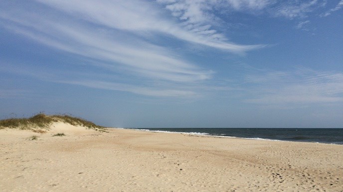 A stretch of sandy beach in Cape Hatteras National Seashore A stretch of sandy beach in Cape Hatteras National Seashore