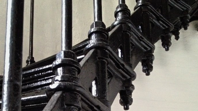 Black, cast iron stairs in the Bodie Island Lighthouse Black, cast iron stairs in the Bodie Island Lighthouse