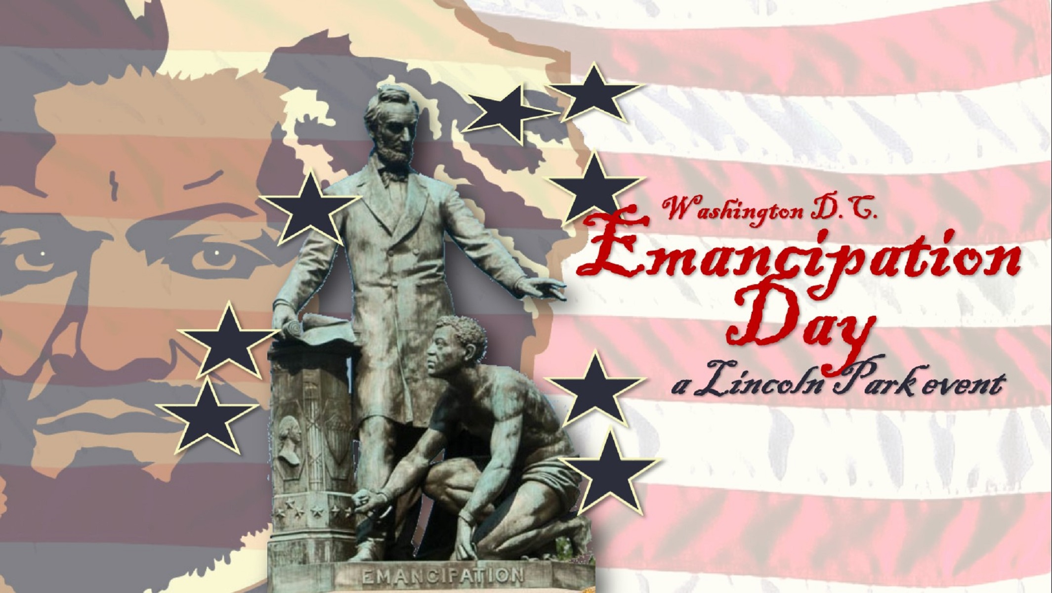 Red, White and Blue Image of Lincoln Statue and Frederick Douglass Red, White and Blue Image of Lincoln Statue and Frederick Douglass