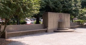 One of the unique "fountain benches" fashioned after the 1935 "Drinking Fountain and Bench" plan at Folger Park.