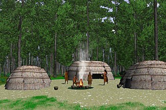 An interpretative computer animation of an Indian town. An interpretative computer animation of an Indian town.
