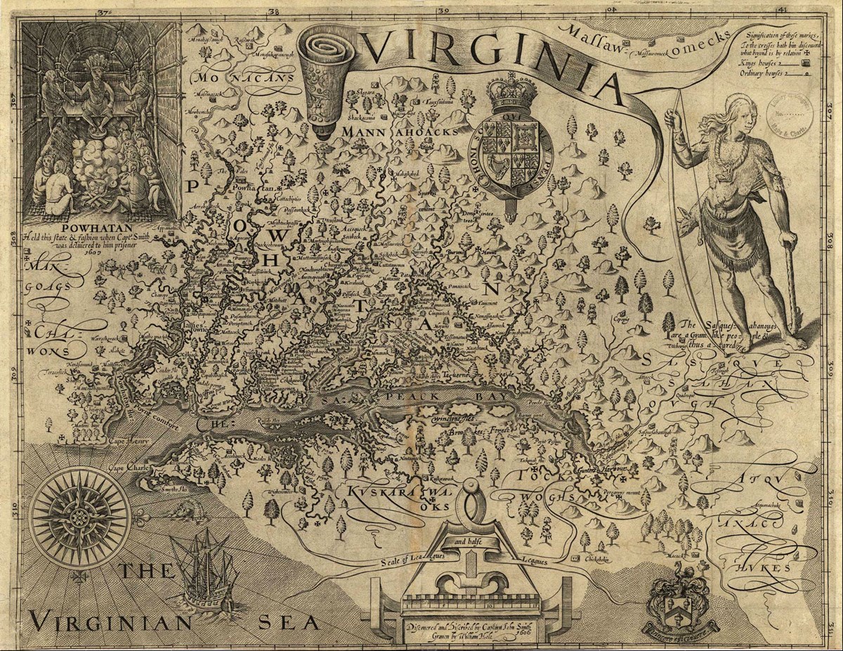Smith's map, first published in England in 1612, was the primary map of the Chesapeake region used by colonists for nearly a century.