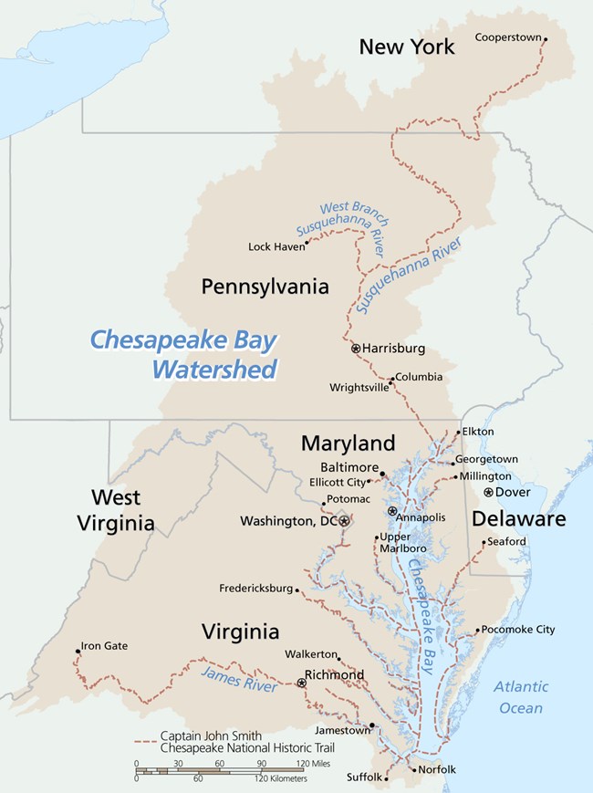 A simple map of the trail and watershed