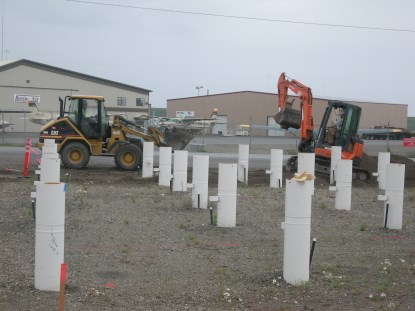 UIC Construction crews prepare the Northwest Arctic Heritage Center foundation.