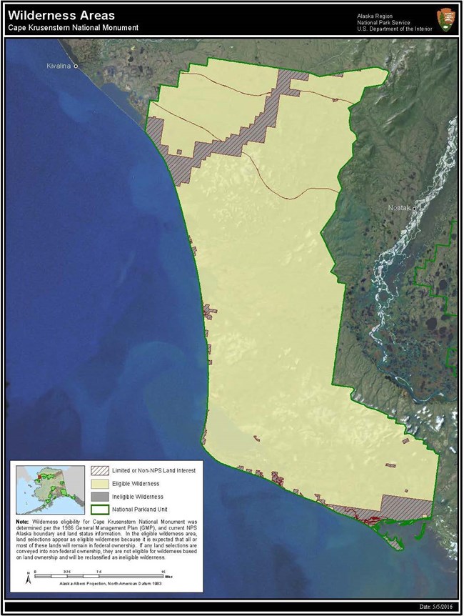 Cape Krusenstern map depicting eligible wilderness areas