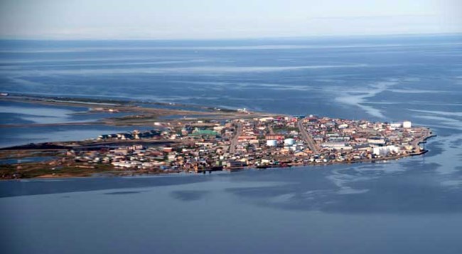 aerial view of kotzebue, ak