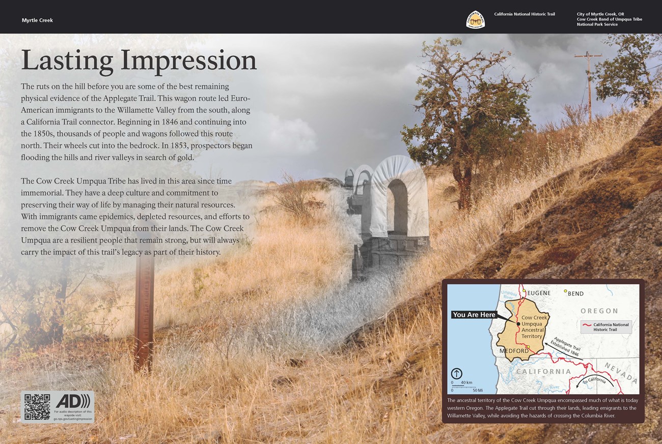 Wayside interpretive exhibit, full audio description is available.