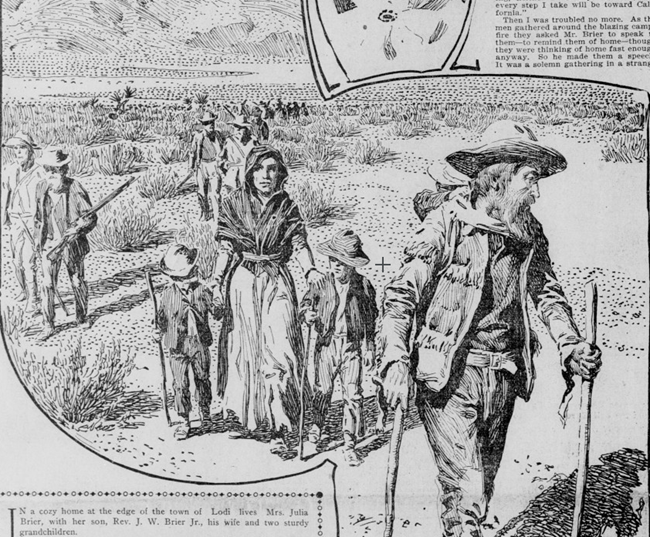 Black and white newspaper illustration from the San Fran Cisco