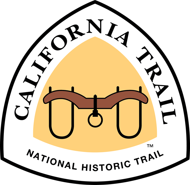 A triangle with "California Trail" and a silhouette of an oxen yoke.