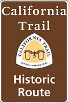 Brown California NHT historic route sign with trail logo Brown California NHT historic route sign with trail logo