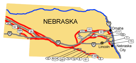 Auto Tour Route driving directions for Nebraska.