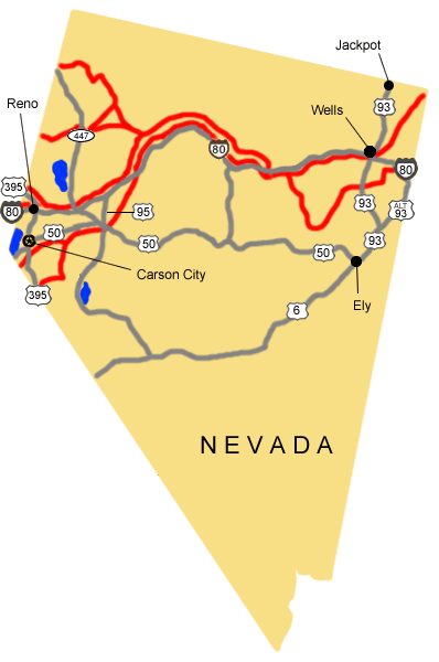 Auto Tour Route driving directions across Nevada.