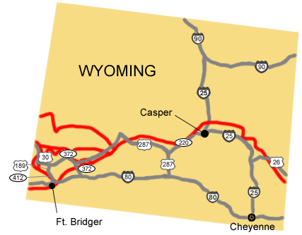 Auto tour Route driving directions for Wyoming.