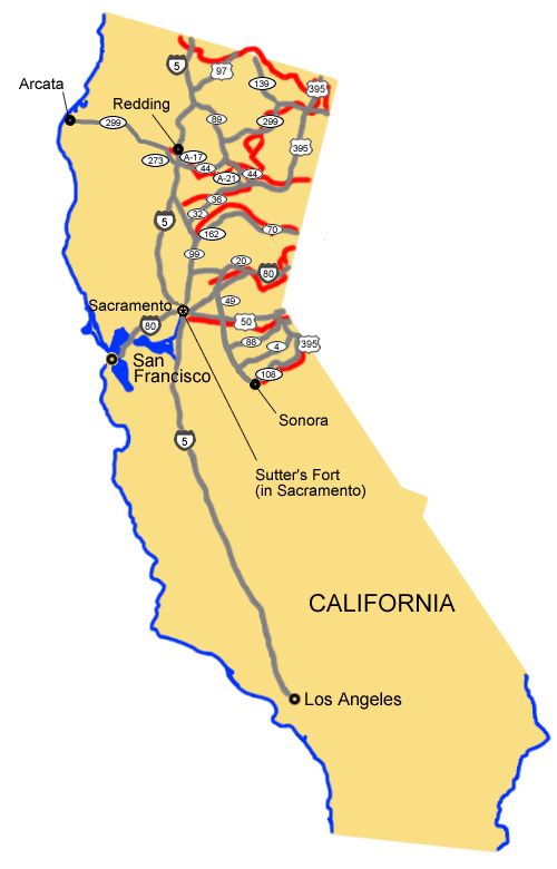 Image map location for Sutter's Fort State Historic Park in California.