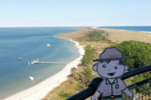 A Flat Ranger at the top of the lighthouse.