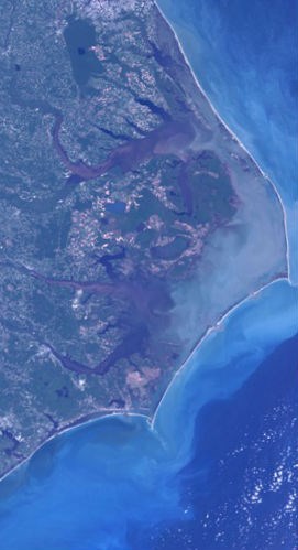 The Outer Banks of North Carolina as seen from space.