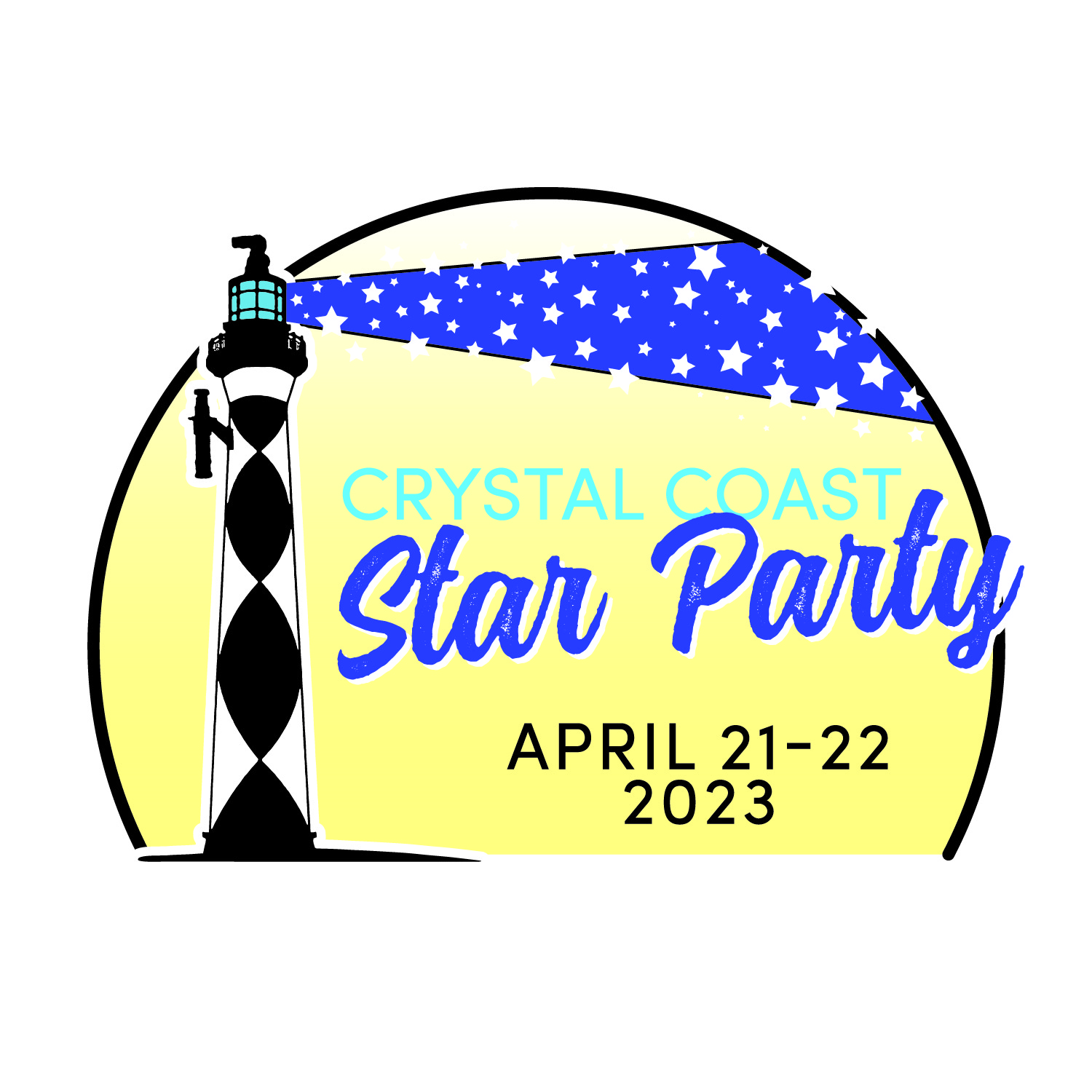 Crystal Coast Star Party April 21-22, 2023 Crystal Coast Star Party logo for 2023 giving dates of April 21-22, 2023