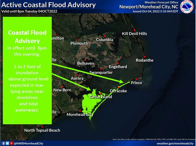 Graphic forecast for coastal flooding on 10-04-2022