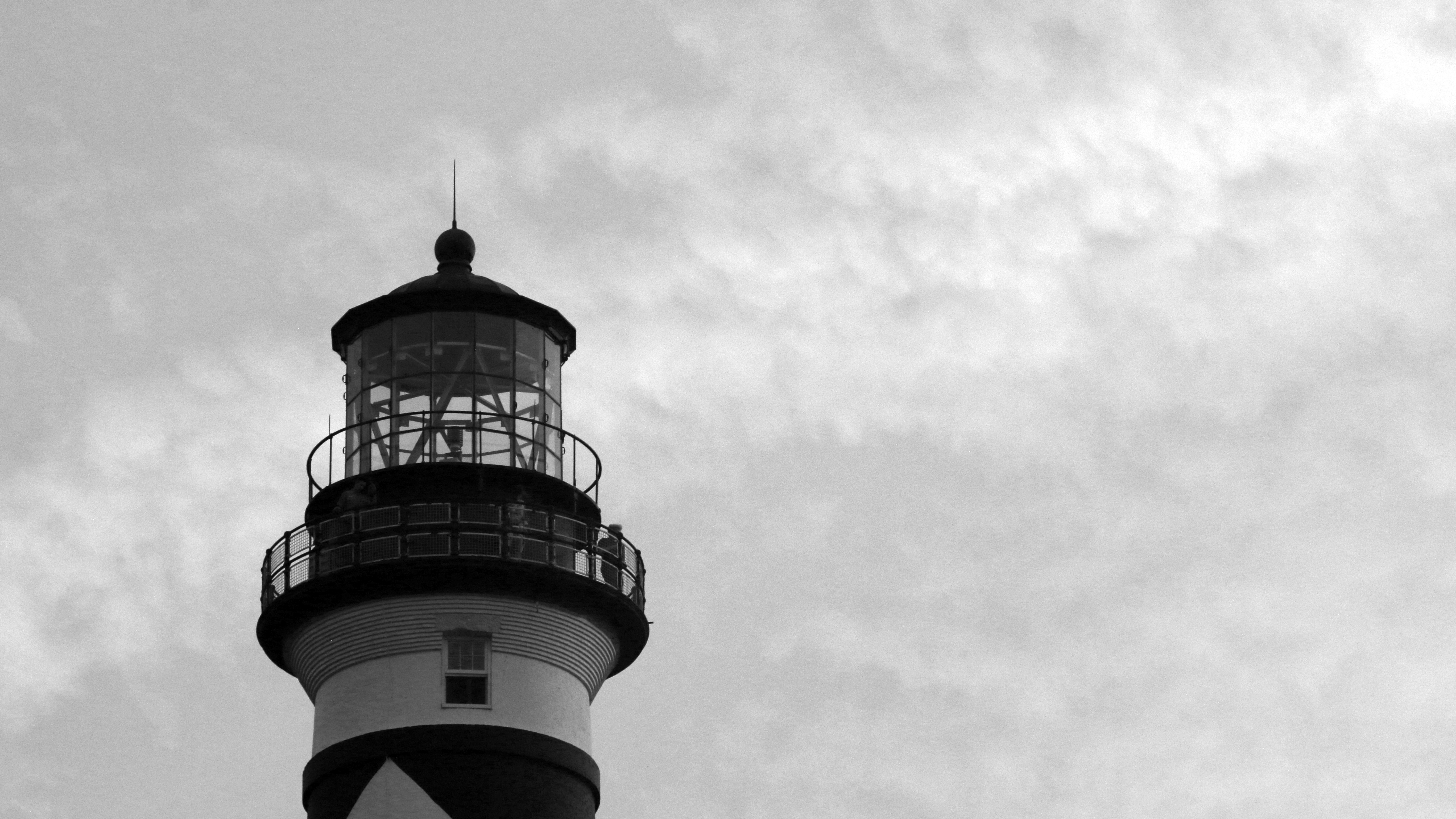 upper sections of the lighthouse showing the gallery walk and the lantern room