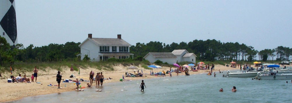 Visitors swim in the sound near the Cape Lookout Lightstation.