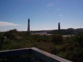 Cape Henry Lighthouses as viewed from the Cape Henry Memorial walkway