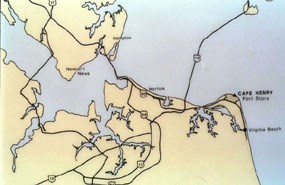 Map showing the route to Fort Story and Cape Henry Map showing the route to Fort Story and Cape Henry
