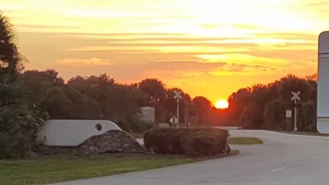 Sunset at Playalinda's entrance.